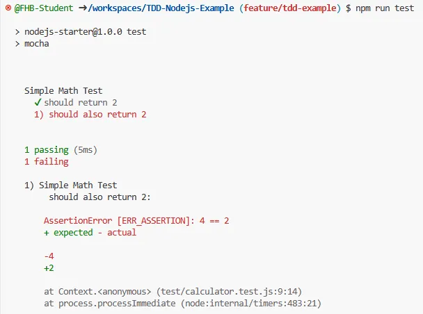 Ein Test ist erfolgreich einer fehlgeschlagen