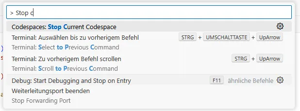 GitHub Codespace mittels Befehlszeile stoppen