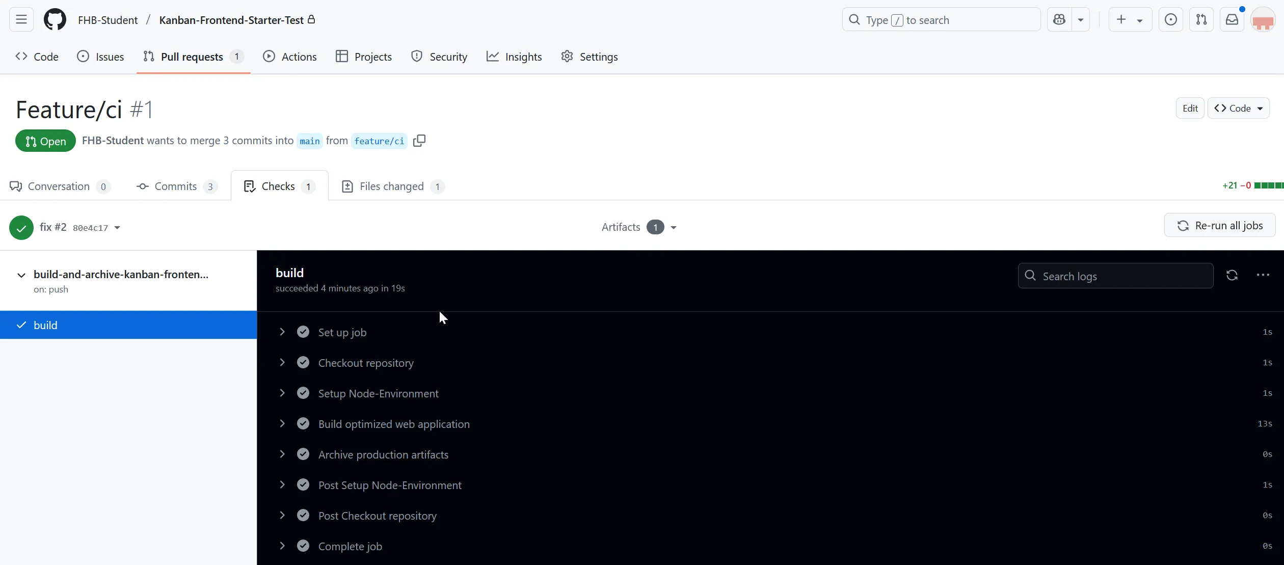 Pull Request Details vom Build Log
